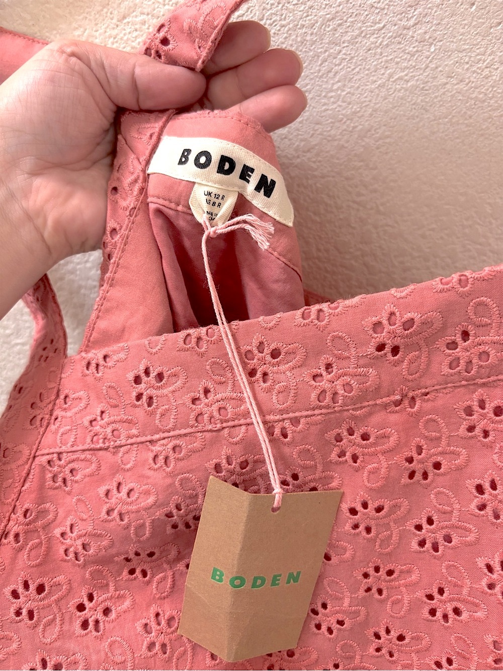 NWT Boden Cross Back Broderie Midi Dress in Vintage Rose Broderie - Picture 10 of 12